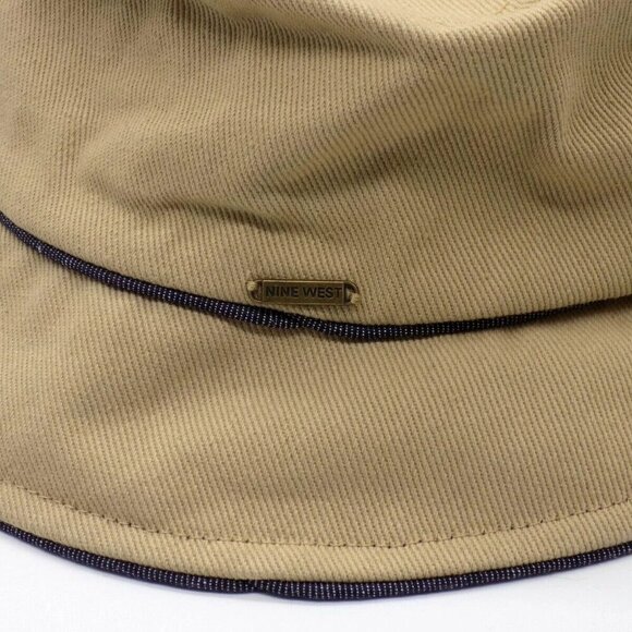 Nine West Cotton Canvas Bucket Hat Tan with Denim Trim UPF 50+ - Picture 4 of 4